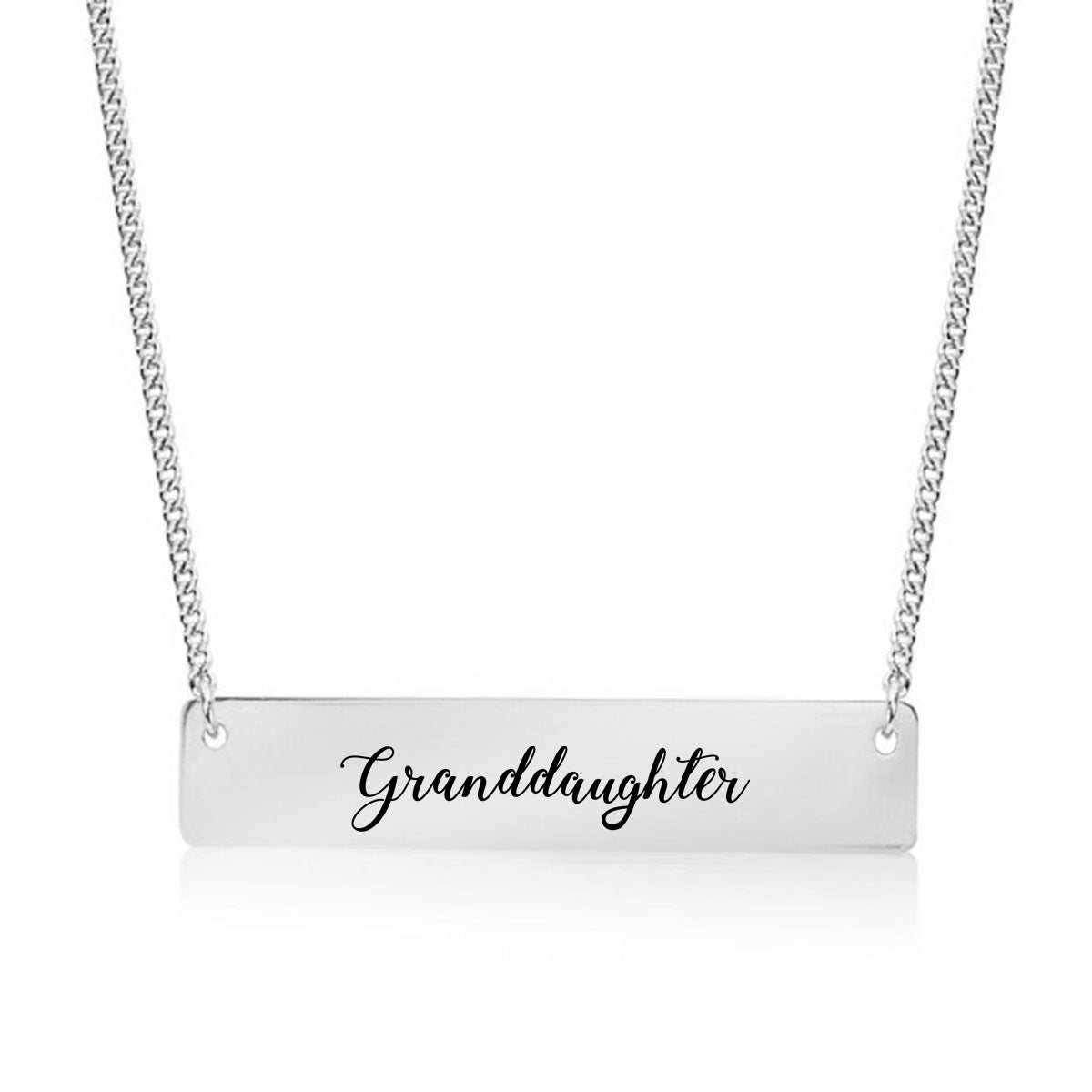 Silver Granddaughter - Script Bar Necklace