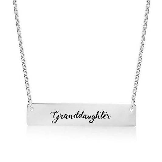 Silver Granddaughter - Script Bar Necklace