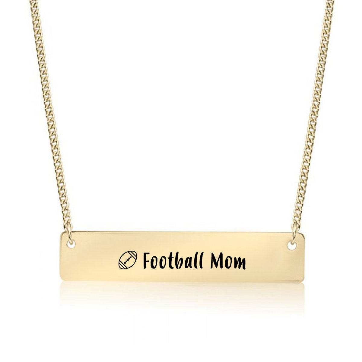 Gold Football Mom Bar Necklace