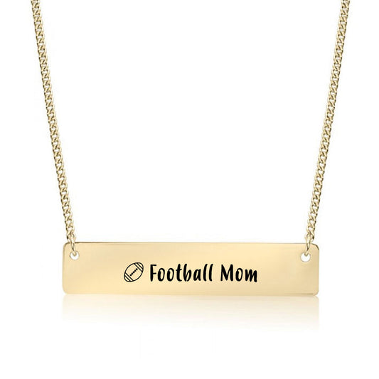 Gold Football Mom Bar Necklace
