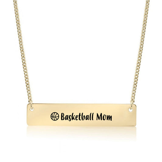 Gold Basketball Mom Bar Necklace
