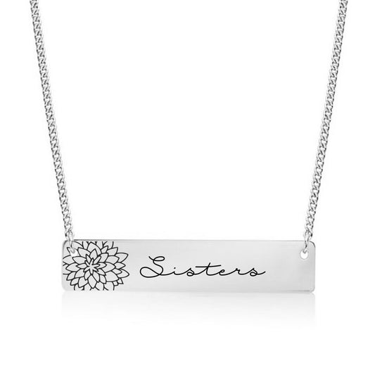 Silver Sisters are Like Flowers Bar Necklace