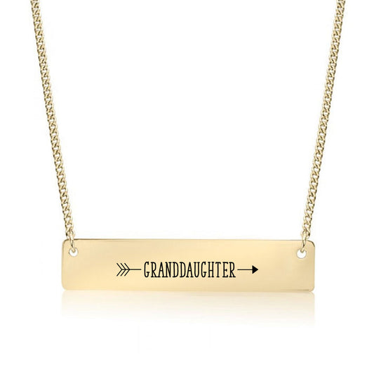 Gold Granddaughter Arrow Bar Necklace