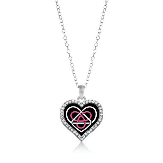 Silver Celtic Sisters Knot Open Heart Charm Classic Necklace