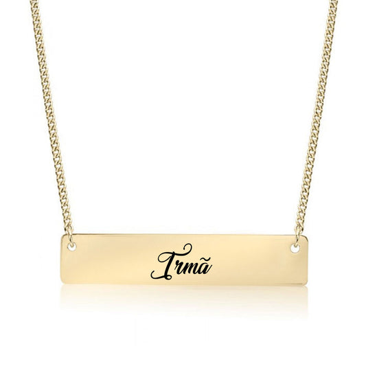 Gold Irmã (Sister in Portuguese) Bar Necklace