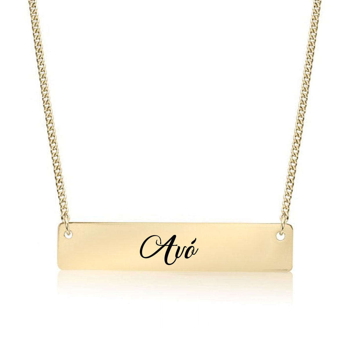 Gold Avó (Grandma in Portuguese) Bar Necklace