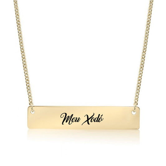 Gold Meu Xodó (My Love in Portuguese) Bar Necklace