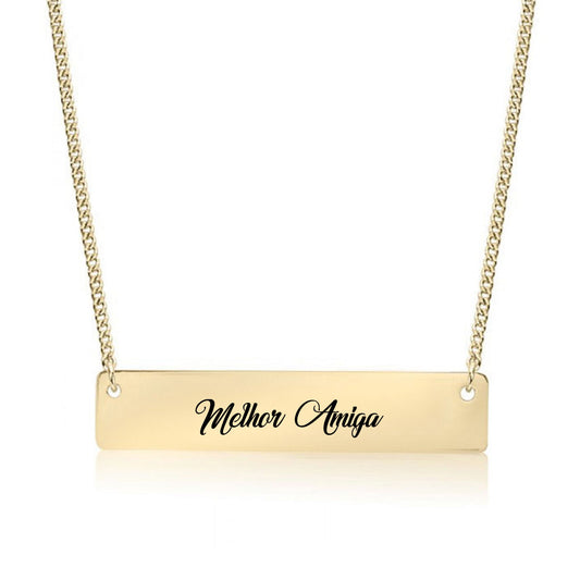 Gold Melhor Amiga (Best Friend in Portugues) Bar Necklace