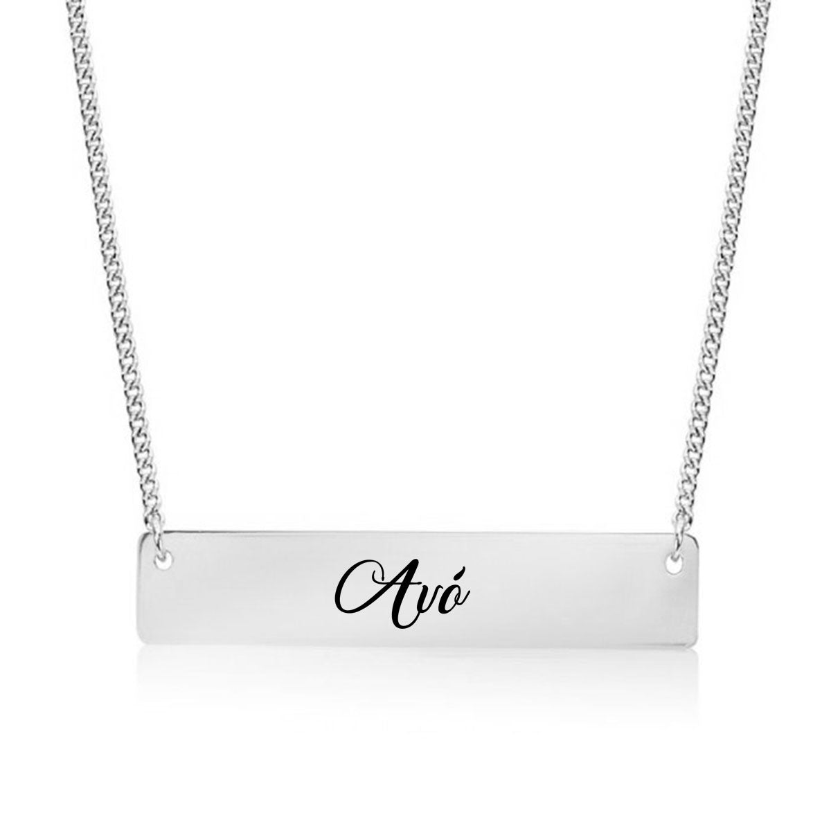 Silver Avó (Grandma in Portuguese) Bar Necklace