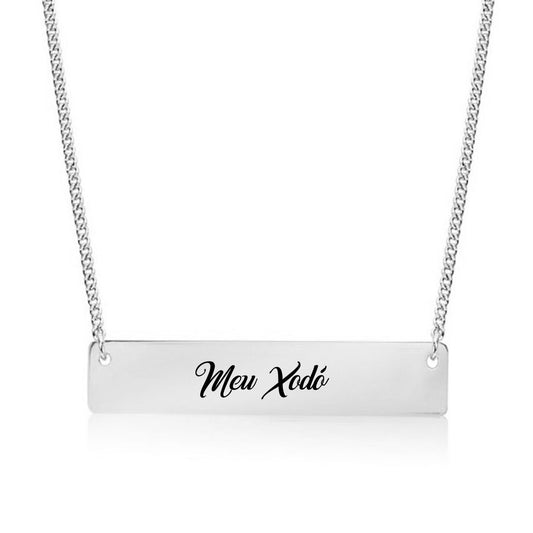 Silver Meu Xodó (My Love in Portuguese) Bar Necklace