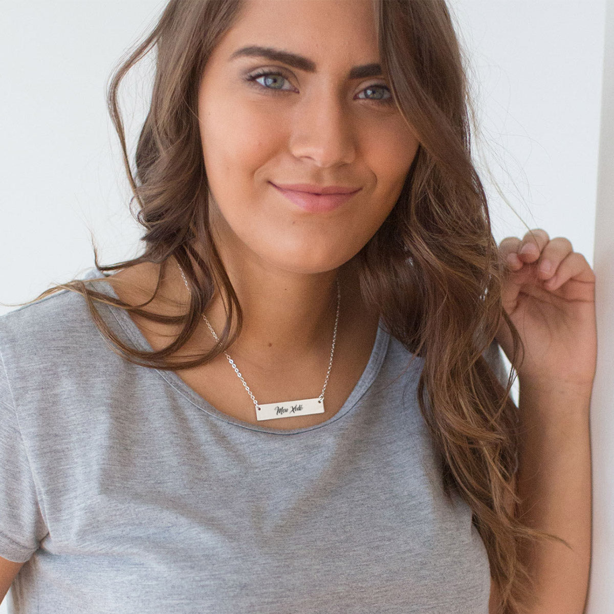 Silver Meu Xodó (My Love in Portuguese) Bar Necklace