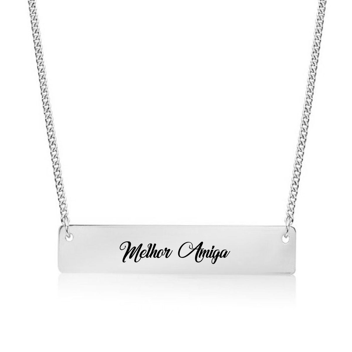 Silver Melhor Amiga (Best Friend in Portugues) Bar Necklace