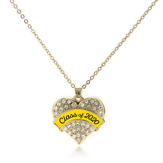 Gold Class of 2020 - Yellow Pave Heart Charm Classic Necklace