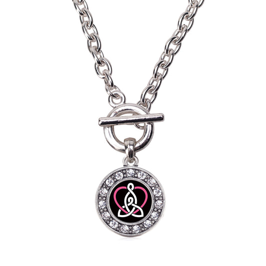 Silver Mother and Daughter Celtic Knot Circle Charm Toggle Necklace