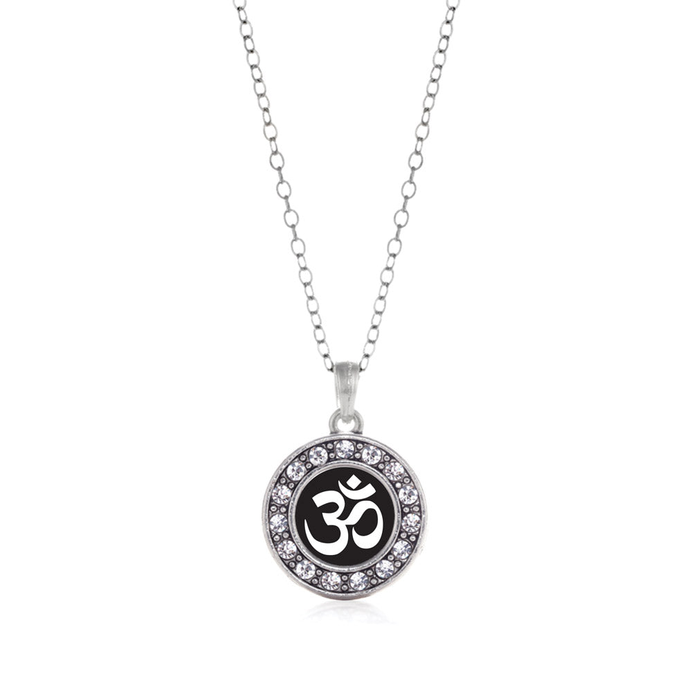 Silver OM - Black and White Circle Charm Classic Necklace