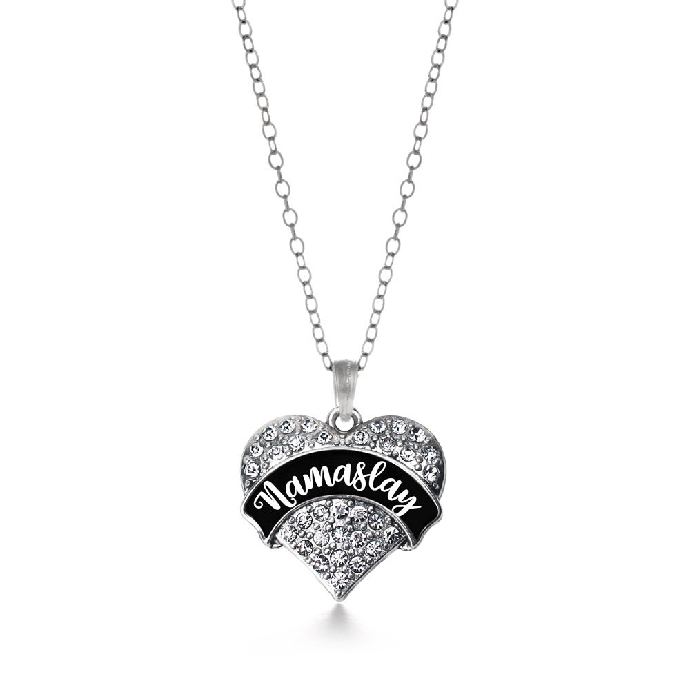 Silver Namaslay Pave Heart Charm Classic Necklace