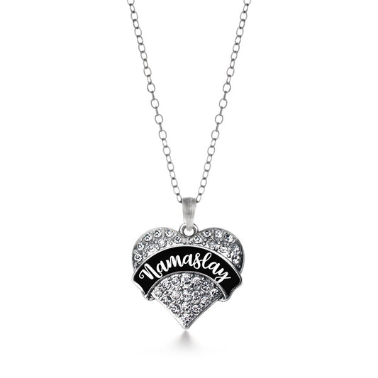 Silver Namaslay Pave Heart Charm Classic Necklace