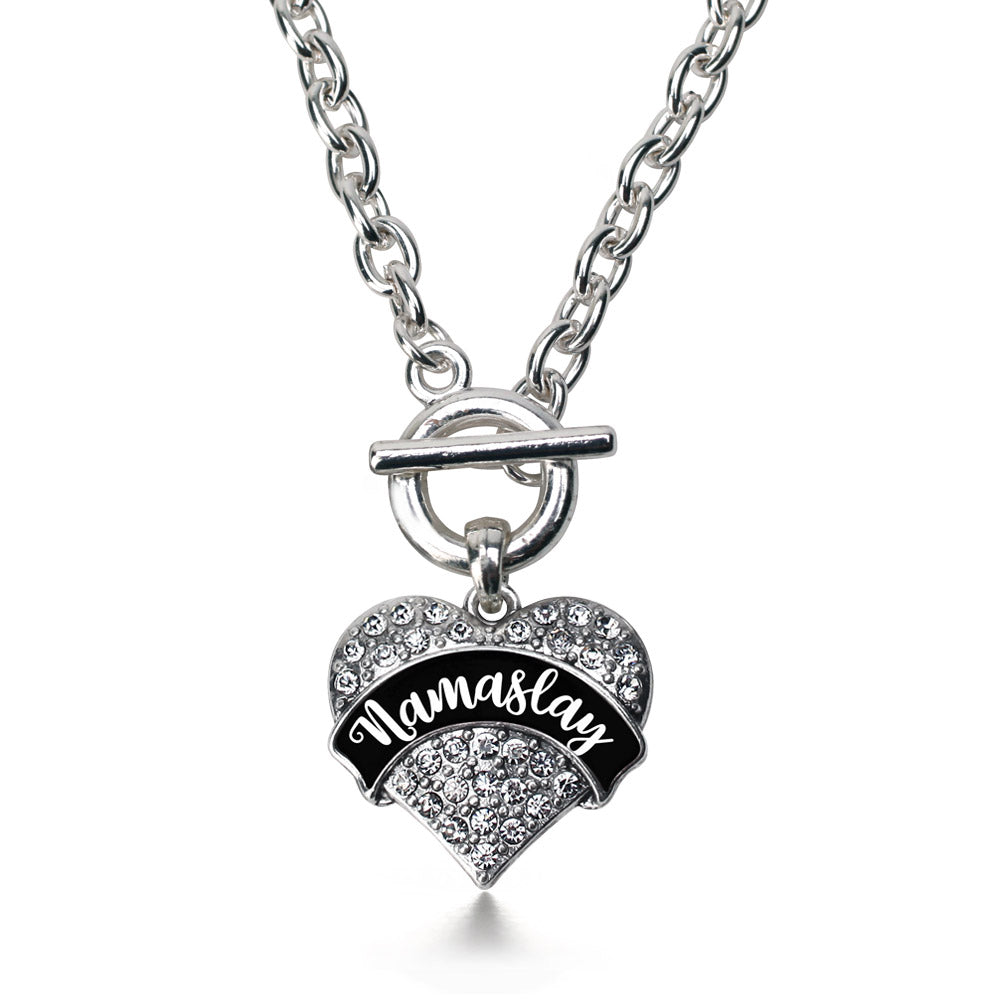 Silver Namaslay Pave Heart Charm Toggle Necklace