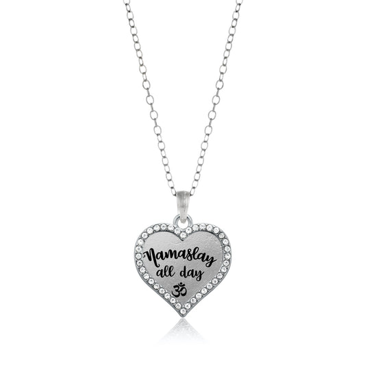 Silver Namaslay All Day Open Heart Charm Classic Necklace