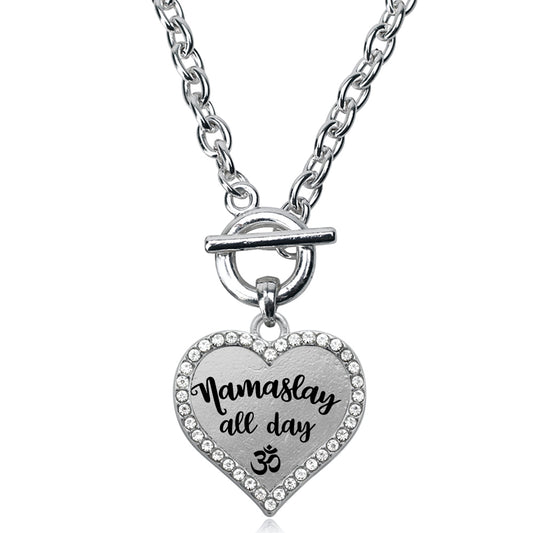 Silver Namaslay All Day Open Heart Charm Toggle Necklace