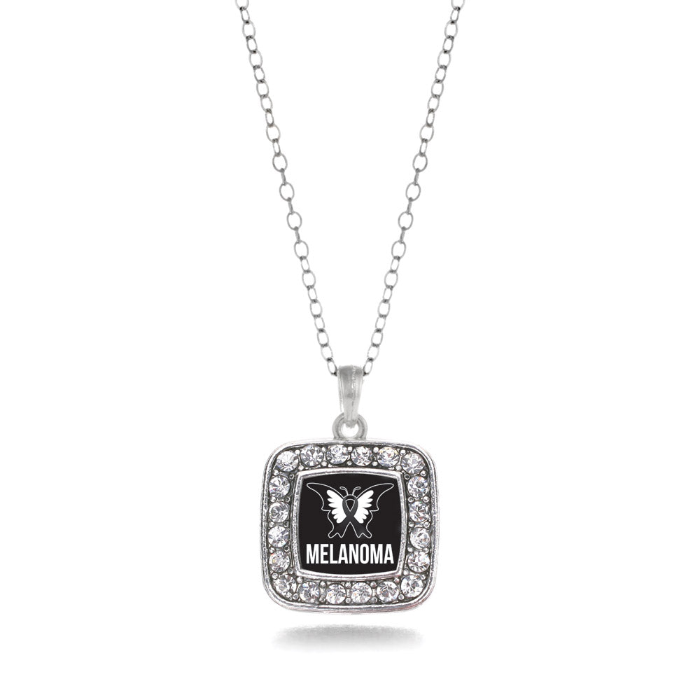 Silver Melanoma Square Charm Classic Necklace