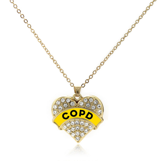 Gold COPD Awareness Pave Heart Charm Classic Necklace