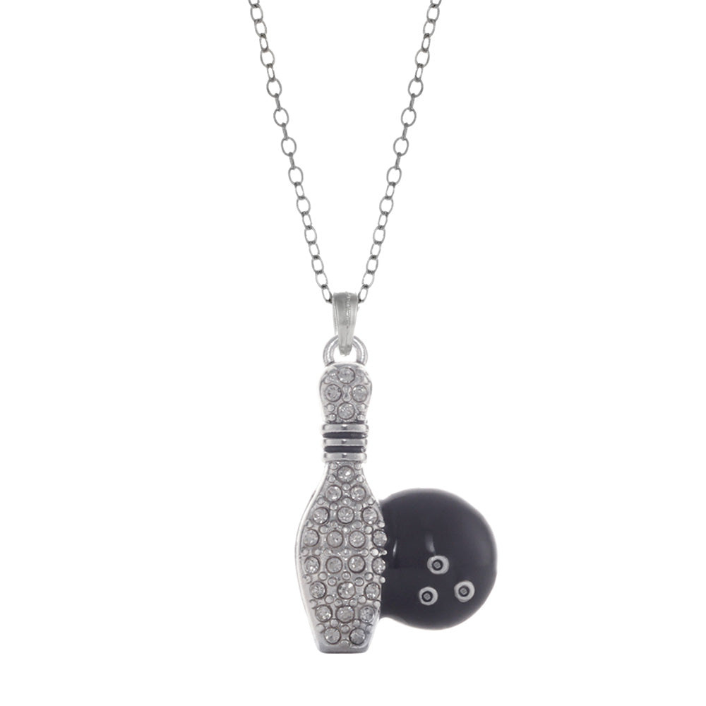 Silver Bowling Charm Classic Necklace