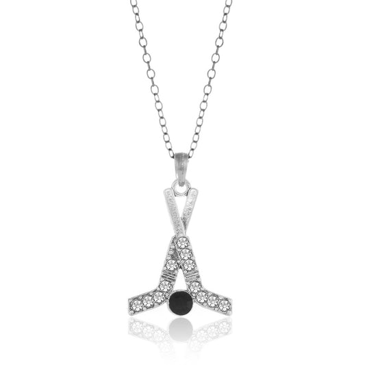 Silver Hockey Sticks & Puck Charm Classic Necklace