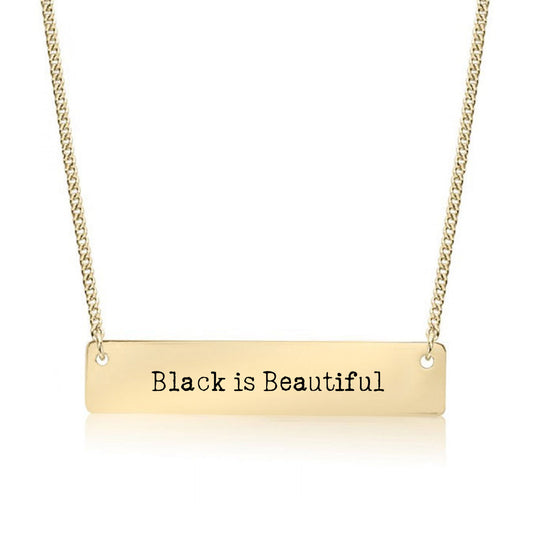 Gold Black is Beautiful Bar Necklace