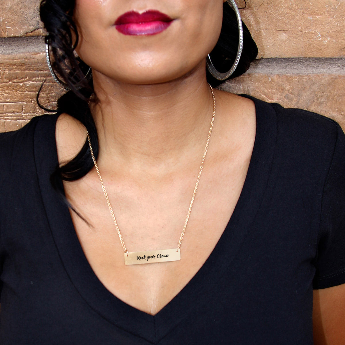 Gold Rock your Crown Bar Necklace