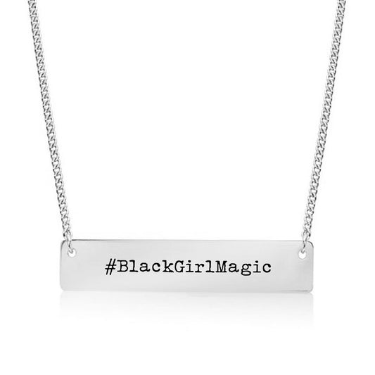 Silver #blackgirlmagic Bar Necklace