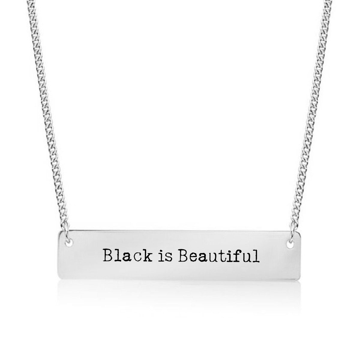Silver Black is Beautiful Bar Necklace