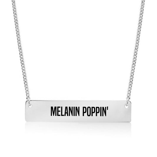 Silver Melanin Poppin Bar Necklace