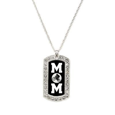 Silver Mountain Biking Mom Dog Tag Charm Classic Necklace