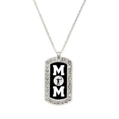 Silver Archery Mom Dog Tag Charm Classic Necklace
