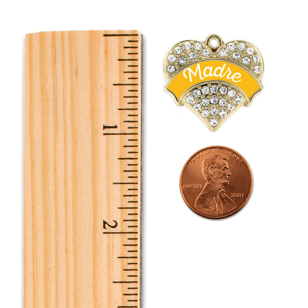 Gold Marigold Madre Pave Heart Charm Classic Necklace