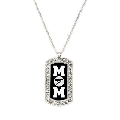 Silver Gliding Mom Dog Tag Charm Classic Necklace