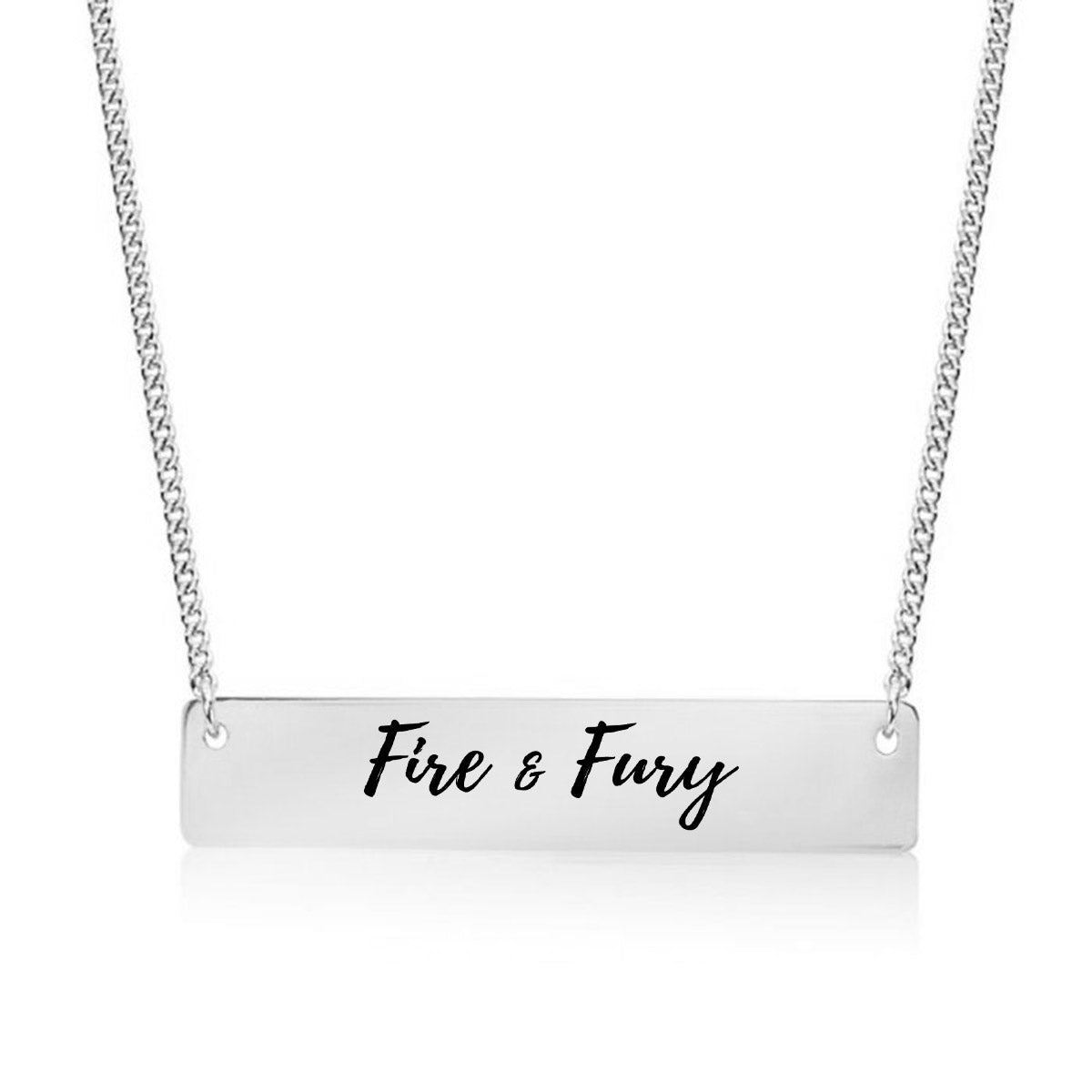 Silver Fire & Fury Bar Necklace