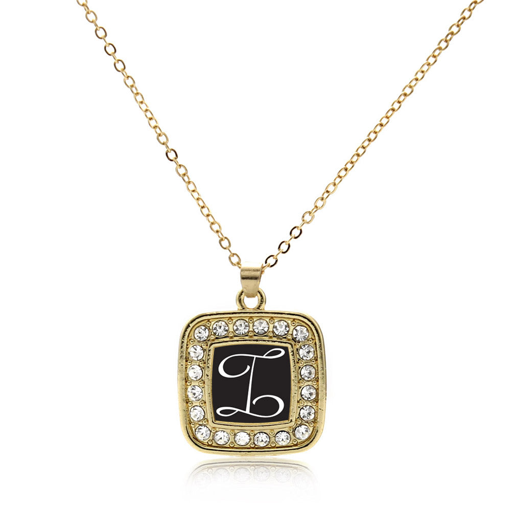 Gold My Script Initials - Letter I Square Charm Classic Necklace
