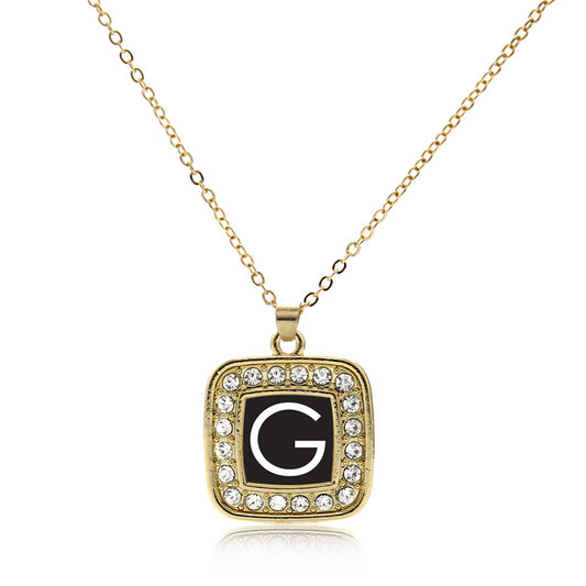 Gold My Initials - Letter G Square Charm Classic Necklace