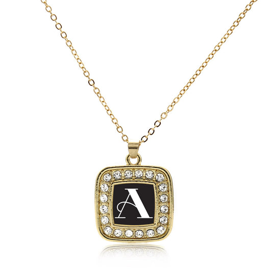 Gold My Vintage Initials - Letter A Square Charm Classic Necklace