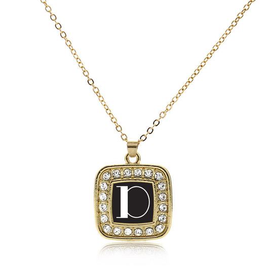 Gold My Vintage Initials - Letter D Square Charm Classic Necklace