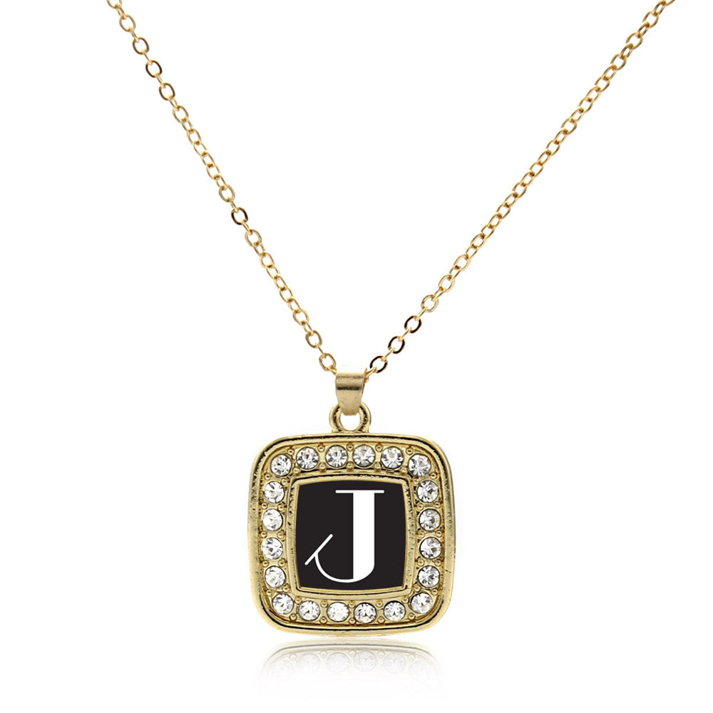 Gold My Vintage Initials - Letter J Square Charm Classic Necklace