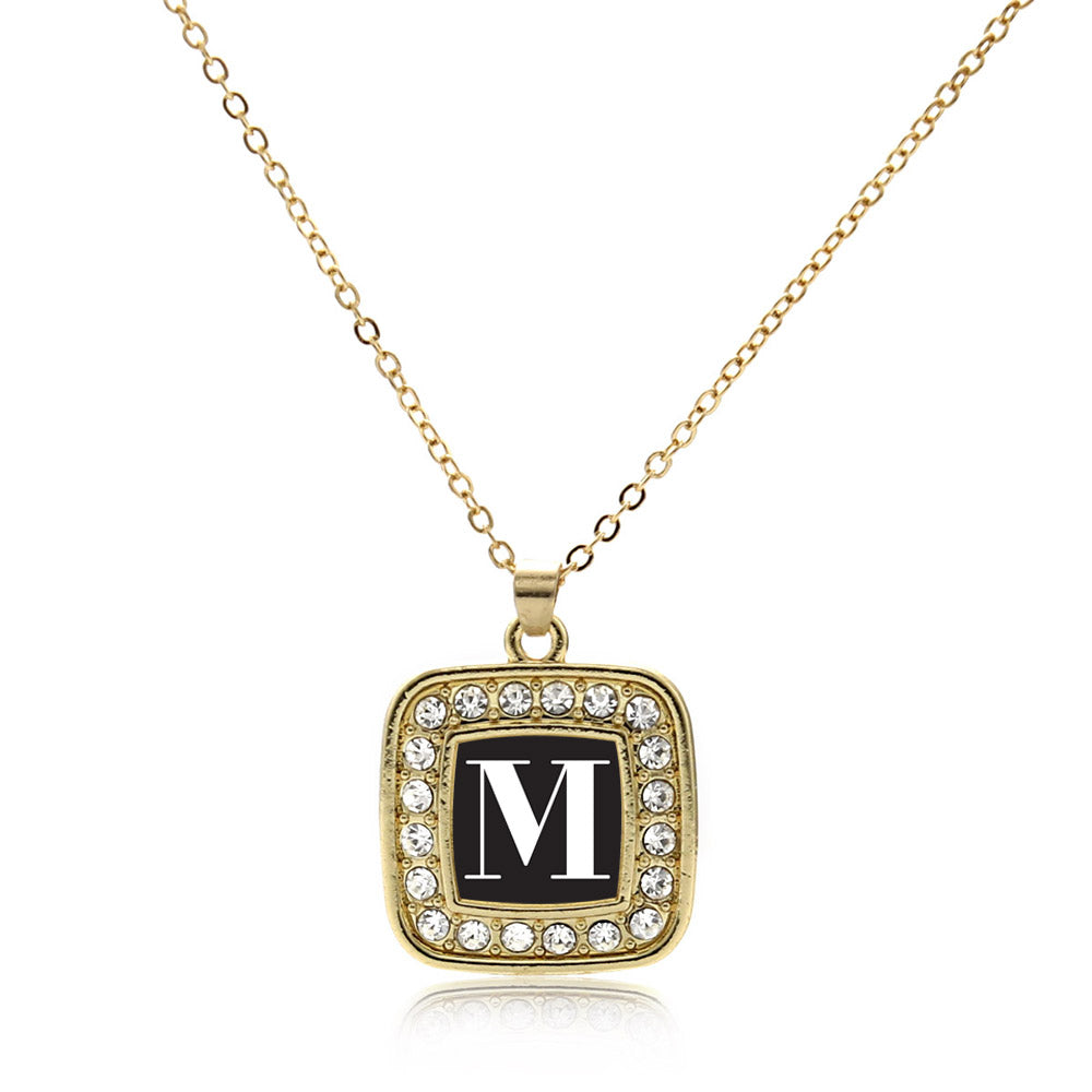 Gold My Vintage Initials - Letter M Square Charm Classic Necklace