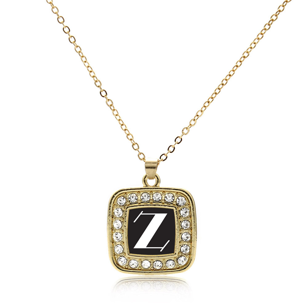Gold My Vintage Initials - Letter Z Square Charm Classic Necklace