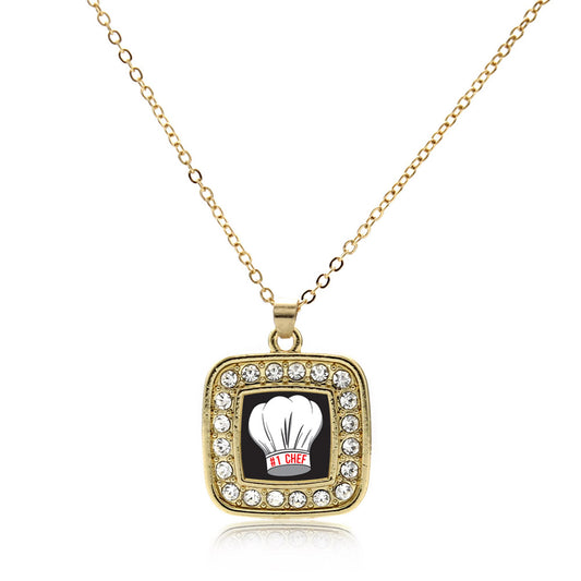 Gold #1 Chef Square Charm Classic Necklace