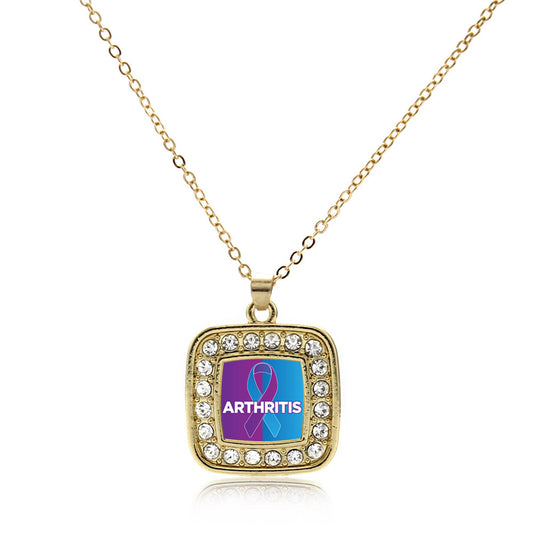 Gold Arthritis Square Charm Classic Necklace