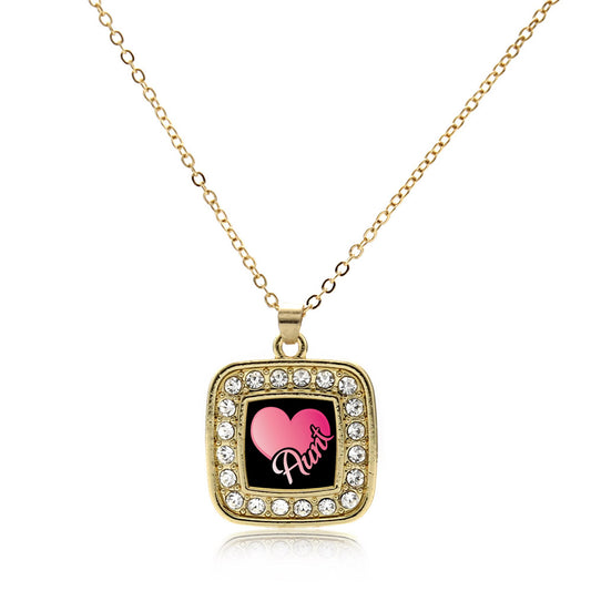 Gold Aunt Square Charm Classic Necklace