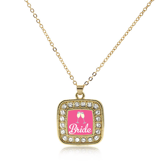 Gold Bride To Be Square Charm Classic Necklace