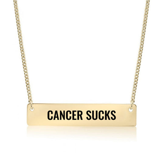 Gold Cancer Sucks Bar Necklace